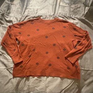 Ava & Viv Polka Dot Sweater 1X Burnt Orange Cotton Blend Long Sleeve Pullover